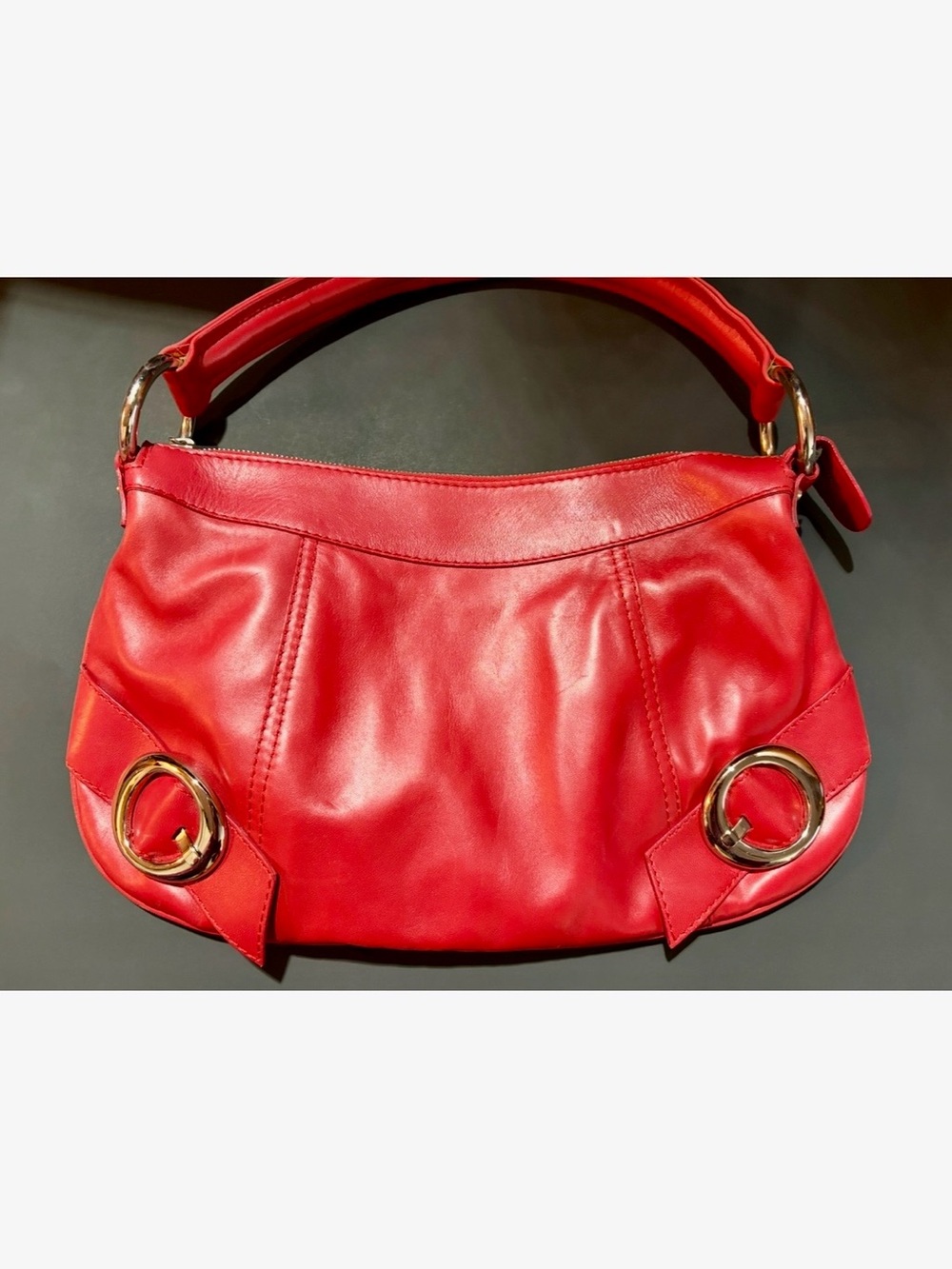 Italian Sleek Red Leather Shoulder Bag